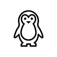Penguin icon Black and white outline vector