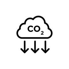 Reduce carbon dioxide co2 icon Black and white outline vector