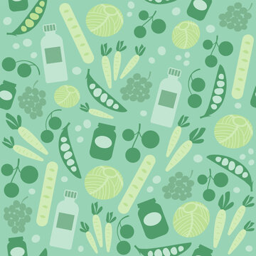 Seamless pattern with groceries. Vegetables and food supplies.