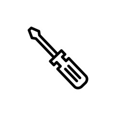 Screwdriver icon Black and white outline vector
