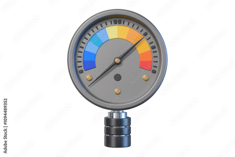 Aufkleber 3D circular gauge with color coded needle  background removed.