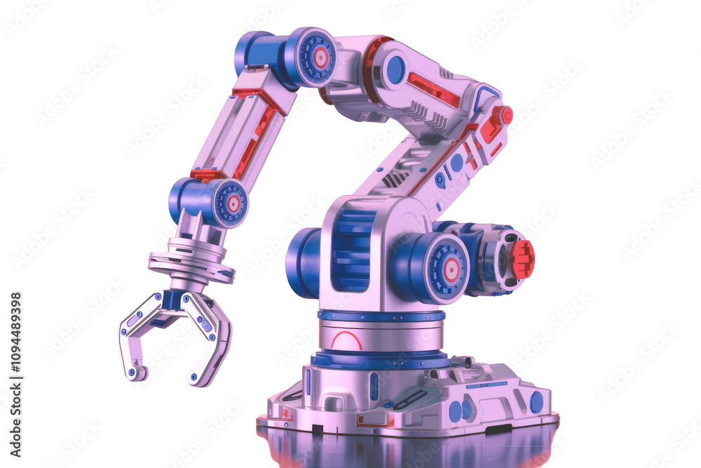 Aufkleber Futuristic 3D robotic arm with claw  advanced technology  background removed.