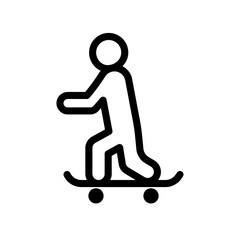 skateboarding icon Black and white outline vector