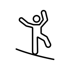 Tightrope walker icon Black and white outline vector