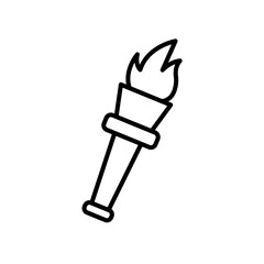 Obraz premium Torch flame icon Black and white outline vector