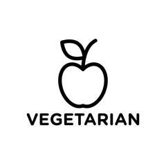 Obraz premium Vegetarian food diet icon Black and white outline vector