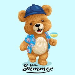 Summer Teddy Bear with Hawaiian Shirt and 