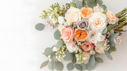 Wedding photos with a clean background for free space for text. For use with advertising banners for weddings or Valentine's Day.