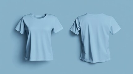 Fototapeta premium Light blue t-shirt mockup displayed from front and back views for design placement