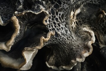 Macro of Fungus on Dark Background
