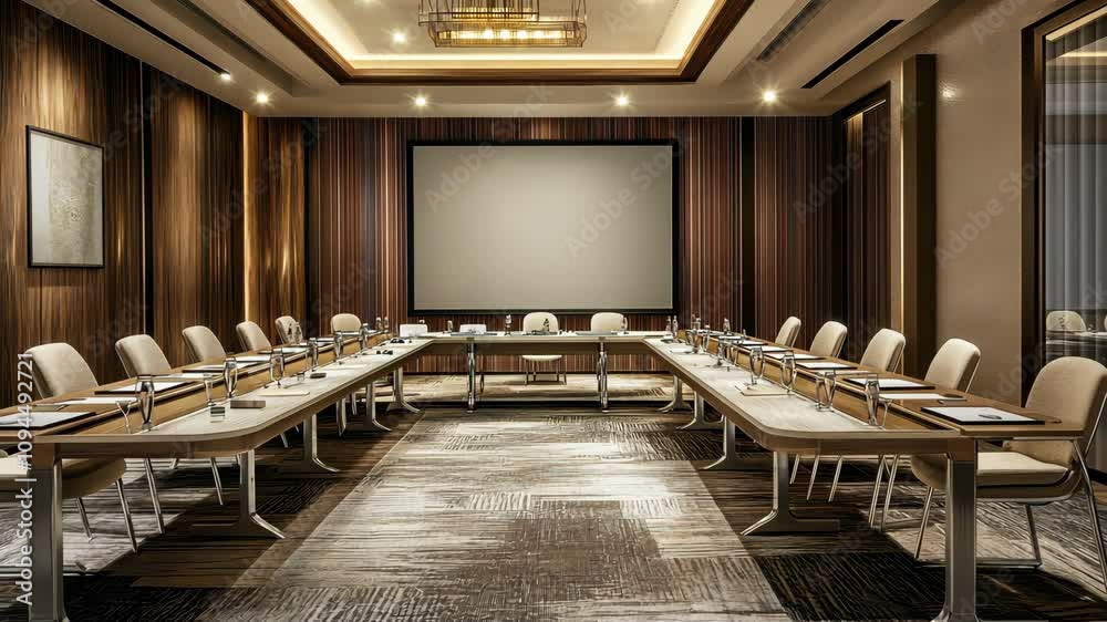 Aufkleber professional meeting room setup showcasing modern design with ample seating and technology for colla