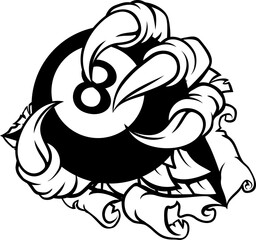 Pool Billiards Ball Monster Hand Claws Talons