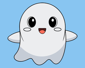 Kawaii White Ghost Illustration