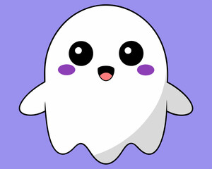 Kawaii White Ghost Illustration