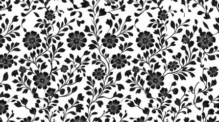 Monochrome Khokhloma pattern in black and white, featuring ornate floral elements and swirling lines, isolated on white background, perfect for Slavic folk art lovers 
