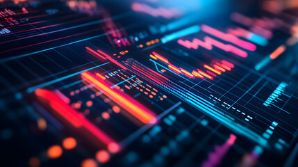 A visual of interest rate data displayed on a futuristic digital hologram.