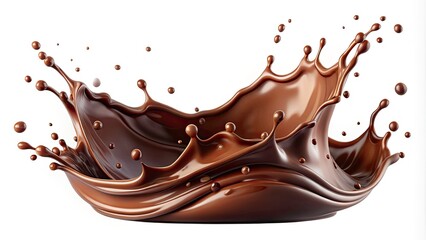 Exquisite Chocolate Splash Isolated on Transparent Background for Culinary and Dessert Photography, Perfect for Food Blogs, Advertisements, and Creative Projects