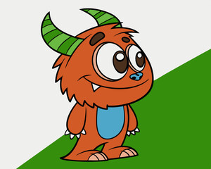 Pink and Blue Monster with Large Eyes and Big Feet