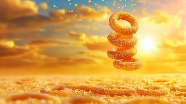 Golden wheat field embraces dna strand, fusion of nature, science and agricultural innovation