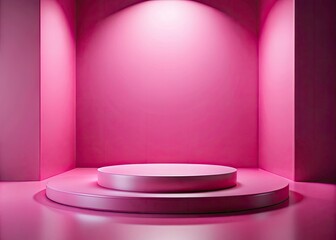 Elegant Pink Presentation Podium on Soft Pink Background Ideal for Events, Conferences, and Promotions with a Modern Touch