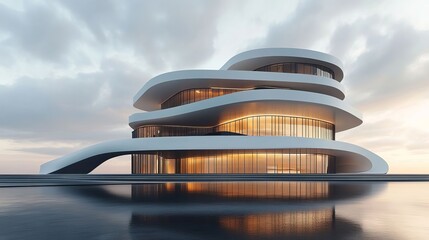 Obraz premium Futuristic, minimalist and streamlined style architectural design.