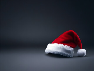 A glowing Santa hat placed gently on a plain background with soft light. A glowing holiday accessory.



