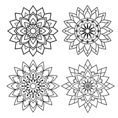 Decorative Monochrome Mandala Pattern Illustration, Geometric and Floral Mandala for Zen and Creativity