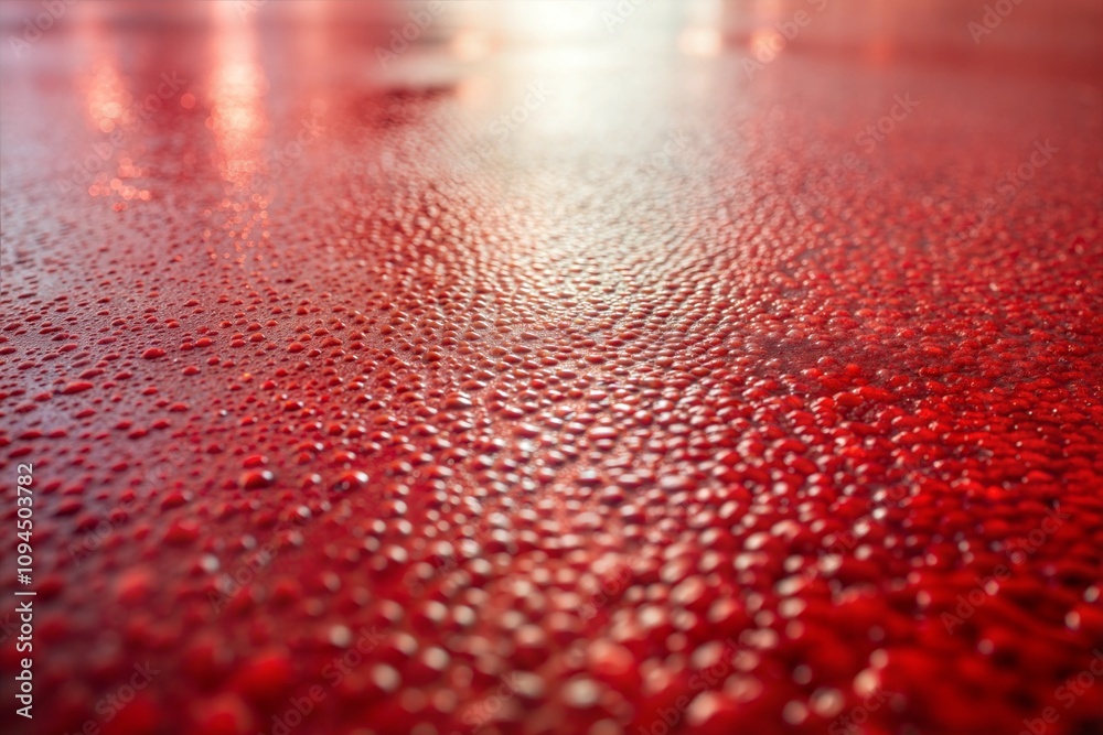 Canvas Prints red surface with water droplets close-up reflective texture