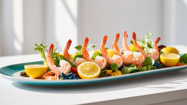 Vibrant Shrimp Plate with Fresh Ingredients.