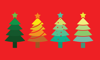 christmas tree vector set. colorful christmas tree vector. christmas tree abstract vector icon set. minimal christmas tree icon collection