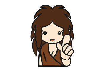 指さしポーズの先史時代の女性