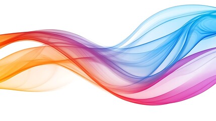 Abstract colorful wave design with flowing lines in shades of orange, blue, and pink.