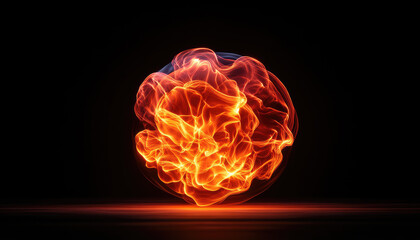 A vibrant, glowing orb representing energy and motion against a dark background.