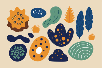 Abstract Colorful Shapes With Nature Inspired Patterns