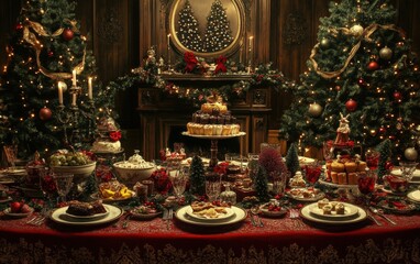 Obraz premium table on christmas background 