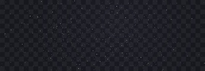 Stary night sky horizontal background. Night sky with stars png. Bright particles falling with star. Glittering particles on a transparent background. Light with flares
