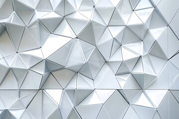 Abstract geometric pattern featuring reflective triangular surfaces.