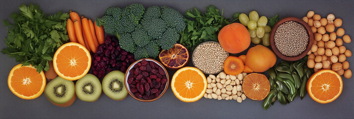 Vibrant Display of Fresh Fruits, Vegetables, and Nuts