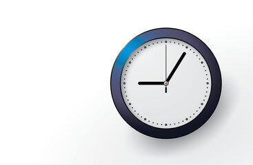 Blue wall clock on white background