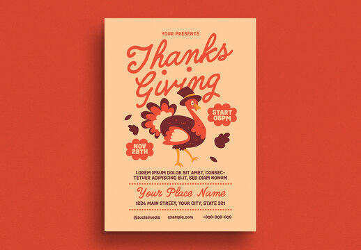 Retro Thanksgiving Celebration Flyer