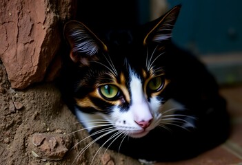 Fototapeta premium black and white cat