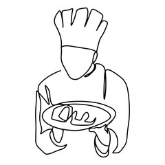Professional Chef Decoration Vector Line Art Graphic Design
