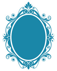 Elegant oval-shaped ornamental frame silhouette vector illustration 