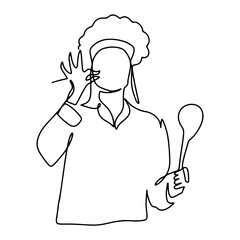 Professional Chef Decoration Vector Line Art Graphic Design