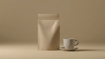 3D illustration of a packaging paper bag mockup, perfect for food or lunch product demonstrations