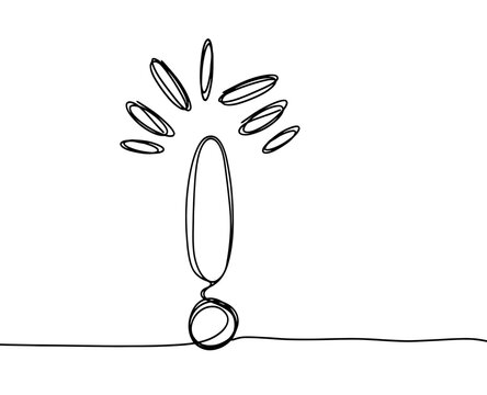 recommend clip art: one line drawing of exclamation mark. line drawing exclamation mark. Exclamation mark in one line style. Vector illustration.