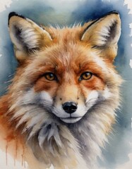 Fototapeta premium Realistic watercolor painting of a fox