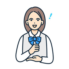 閃いた女子高校生。アイデアが浮かんだ女の子のベクターイラスト素材。