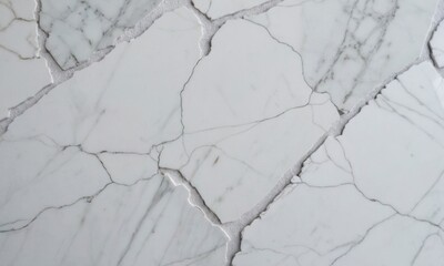 White marble made of fragments and with cracks