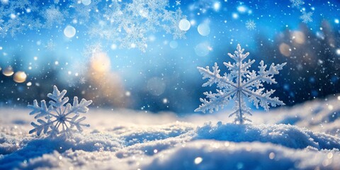 Naklejka premium Captivating Snowfall and Delicate Snowflakes Against a Blue Sky with Transparent Background for a Chilly Winter Wonderland Scene
